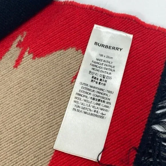 AUTHENTICITY GUARANTEED BURBERRY fringe Scarf LOVE Scarf wool / silk